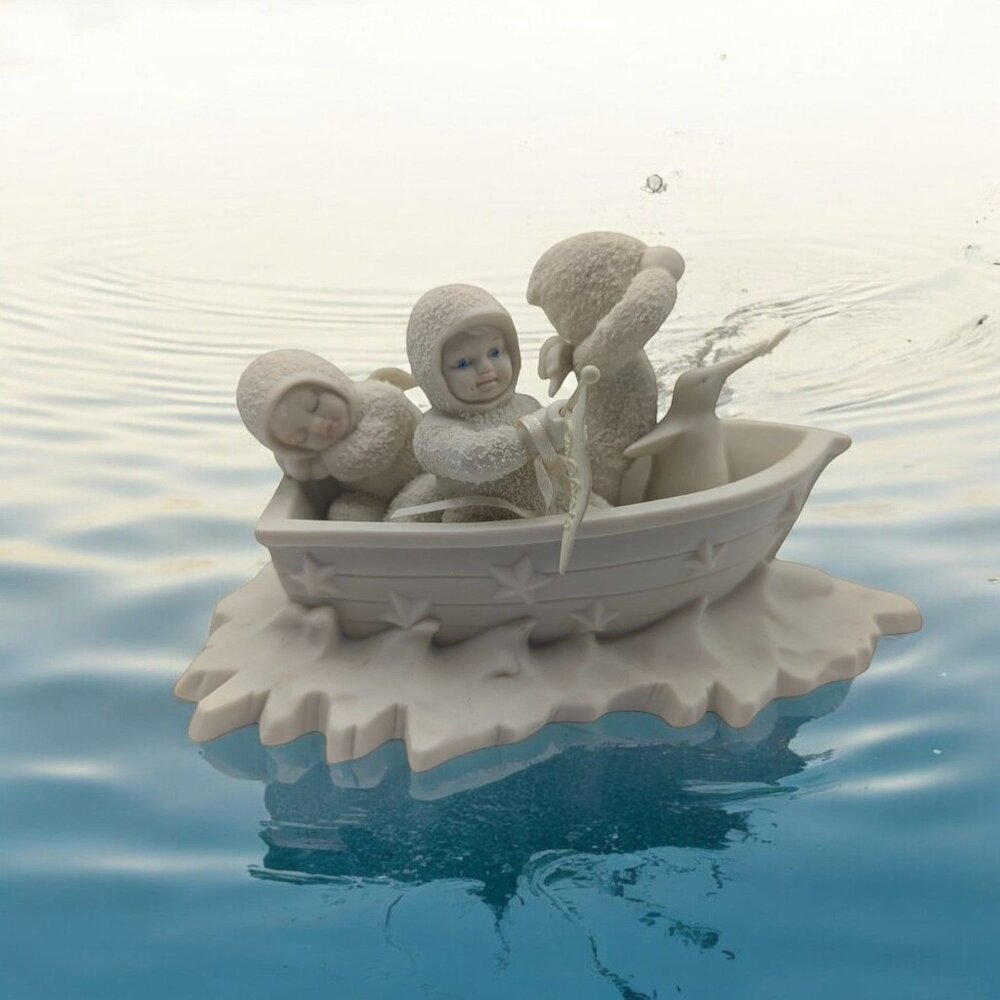 Snowbabies Winken, Blinken, Nod in Fishing Boat, Retired Collectible Dept 56